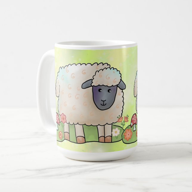 Schaf auf der Weide Kaffeetasse (Vorderseite Links)