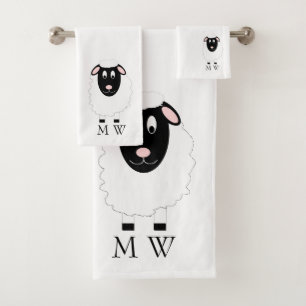 Schaf Design Monogrammiert Badhandtuch Set