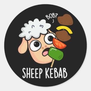 Schaf Kebab Lustiger Schisch Kebab Wortwitz Dunkle Runder Aufkleber