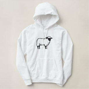 Schaf-Kontur Bestickter Hoodie