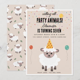 Schaf Lamm Süß Farm Party Tiere Geburtstag Einladung