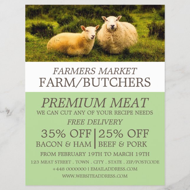 Schaf, Landwirt & Metzger Werbung Flyer (Vorne)