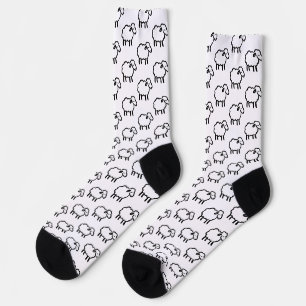 Schaf mit schwarzen Linien – Cozy Animal Ink Desig Socken