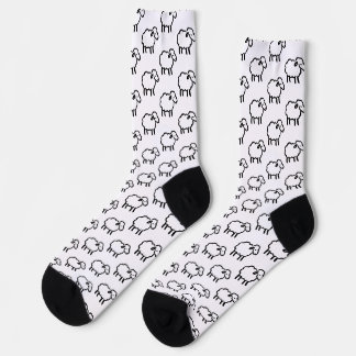 Schaf mit schwarzen Linien – Cozy Animal Ink Desig Socken