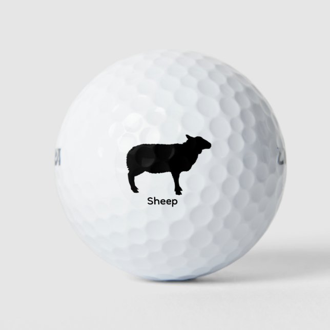 Schaf-Silhouette - Schwarzes Tier Golfball (Vorderseite)