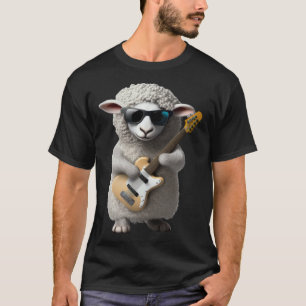 Schaf spielt elektrische Gitarre Tier Schaf Gita T-Shirt