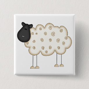 Schaf-Stick-Figur-T-Shirts und Geschenke Button