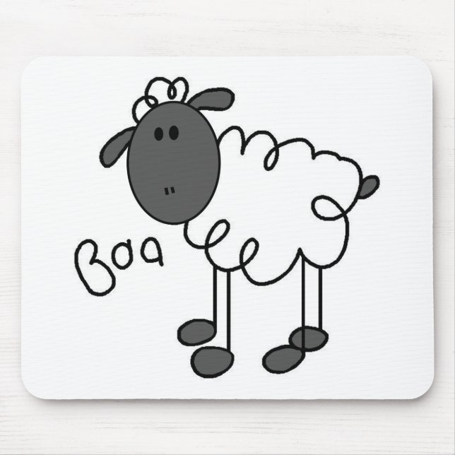 Schaf-Strichmännchen Mousepad (Vorne)