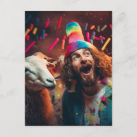 Schaf und Jesus bei einer lustig-farbigen Geburtst