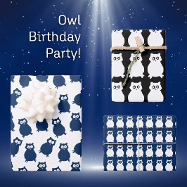 Schafe auf blauem und schwarzem Geburtstag Geschenkpapier Set