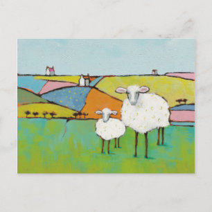 Schafe auf der Wiese Postkarte