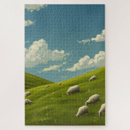 Schafe auf einem Grassy Hill