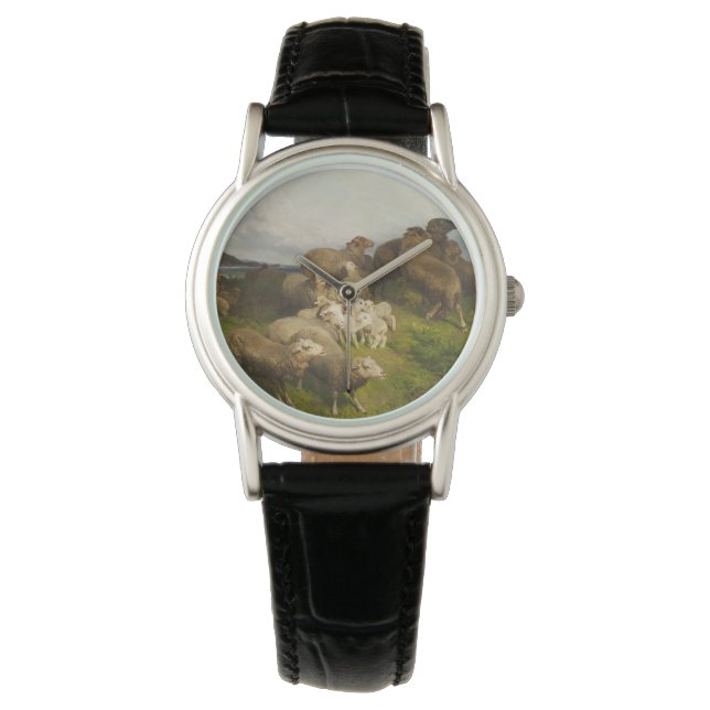Schafe auf einer Wiese (von August Friedrich Schen Armbanduhr (Vorderseite)