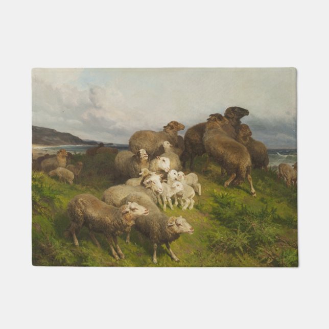 Schafe auf einer Wiese (von August Friedrich Schen Fußmatte (Vorderseite)