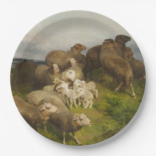 Schafe auf einer Wiese (von August Friedrich Schen Pappteller