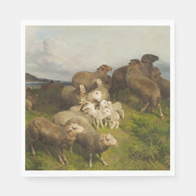 Schafe auf einer Wiese (von August Friedrich Schen Serviette (Vorderseite)