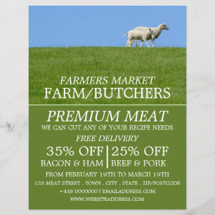 Schafe auf Gras, Bauer & Metzger Werbung Flyer
