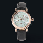 Schafe auf Meerglas blau zählen Armbanduhr<br><div class="desc">Handgemalte niedliche Doodle-Schafe und -Molen</div>
