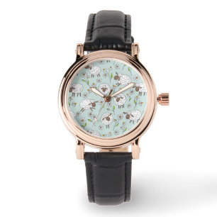 Schafe auf Meerglas blau zählen Armbanduhr
