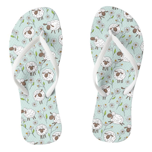 Schafe auf Meerglas blau zählen Flip Flops (Fußbett)