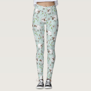 Schafe auf Meerglas blau zählen Leggings