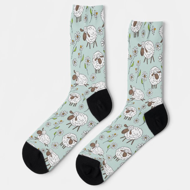 Schafe auf Meerglas blau zählen Socken (Linkes Detail)