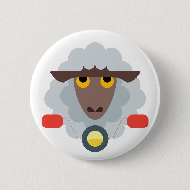 Schafe auf Motorrädern Button (Vorderseite)