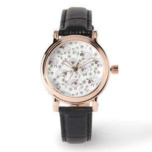 Schafe auf Weiß zählen Armbanduhr