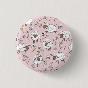Schafe auf Zuckerbonbons pink zählen Button
