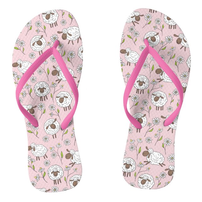 Schafe auf Zuckerbonbons pink zählen Flip Flops (Fußbett)