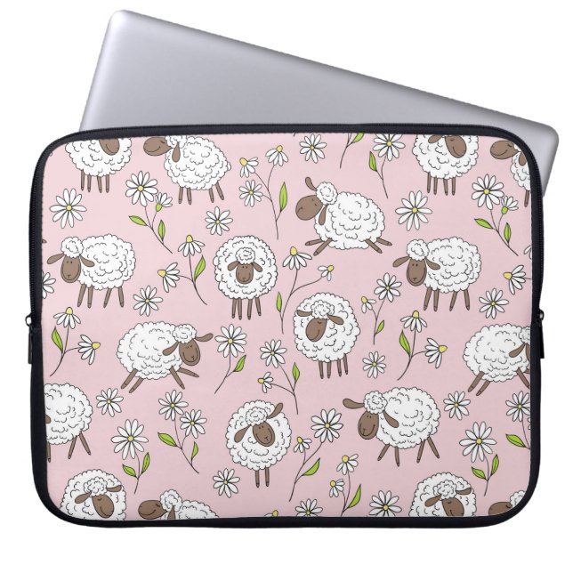 Schafe auf Zuckerbonbons pink zählen Laptopschutzhülle (Vorderseite)