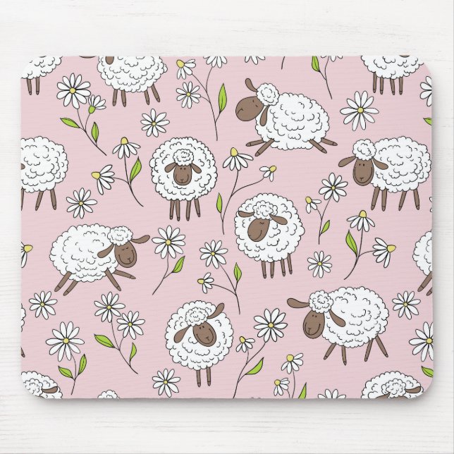 Schafe auf Zuckerbonbons pink zählen Mousepad (Vorne)