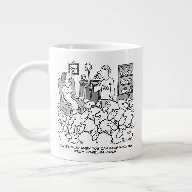 Schafe Bauer Arbeiten von Zuhause mit seiner Schaf Jumbo-Tasse (Links)