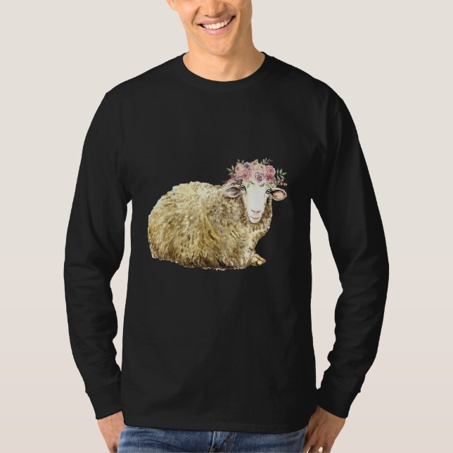 Schafe Bauer Blume Vintag T-Shirt (Vorderseite)