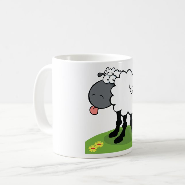 Schafe, die heraus Zunge haften Kaffeetasse (Vorderseite Links)