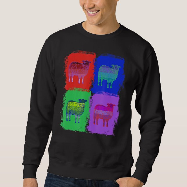 Schafe farbenfrohe Pop Art Sweatshirt (Vorderseite)