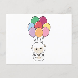 Schafe fliegen mit farbenfrohen Balloons Postkarte