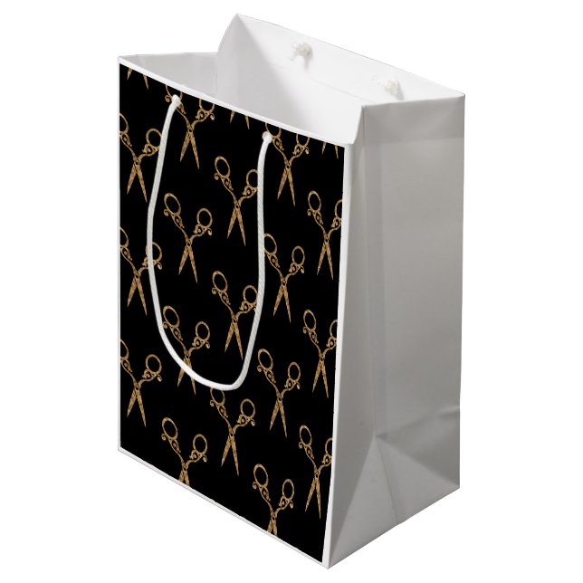 Schafe (Gold) Mittlere Geschenktüte (Vorderseite Schrägansicht)