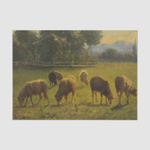 Schafe in einer ländlichen Landschaft (französisch Seidenpapier