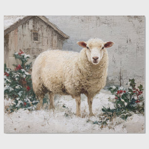 Schafe in einer schneebedeckten Winterlandschaft Geschenkpapier