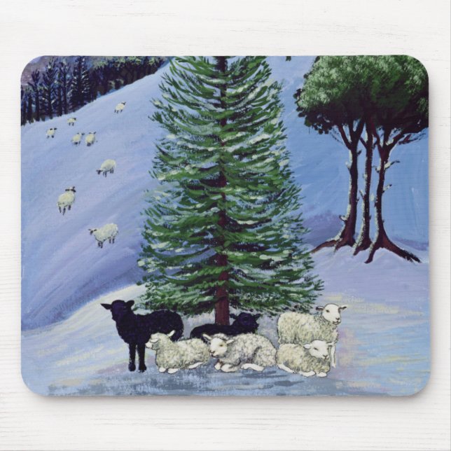 Schafe in einer Winter-Landschaft Mousepad (Vorne)