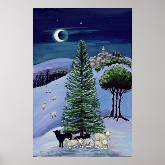 Schafe in einer Winterlandschaft Poster (Vorne)