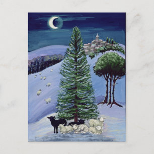 Schafe in einer Winterlandschaft Postkarte