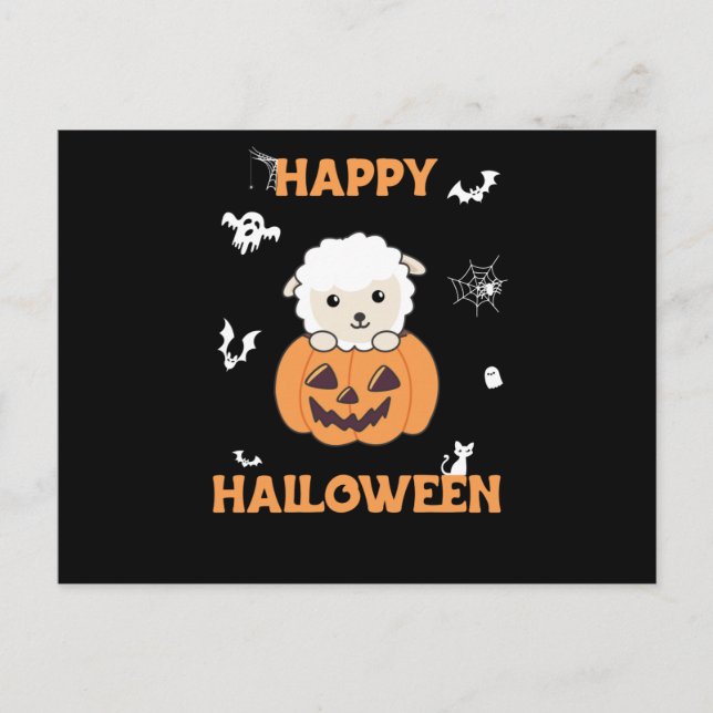 Schafe in Pumpkin Niedliche Schafe glücklich Hallo Postkarte (Vorderseite)