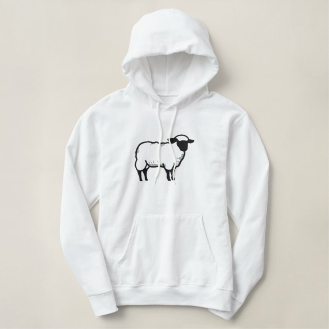 Schafe Kontur Bestickter Hoodie (Design vorne)