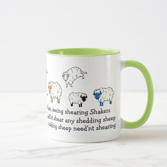 Schafe, Lamm Hörtounge-Zweig Gedicht Cartoon Tasse (Rechts)