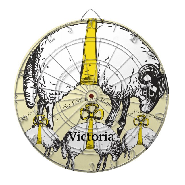 Schafe mit gelben Ribbons Dartscheibe (vorne)