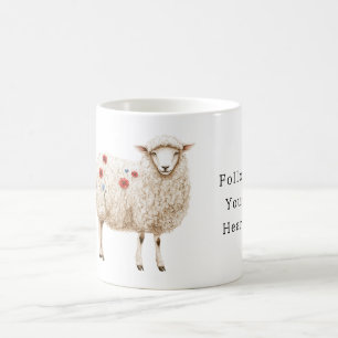 Schafe mit roten Klatschmohnblumen Kaffeetasse