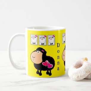 Schafe Rosa Herzen Gelbe Tasse
