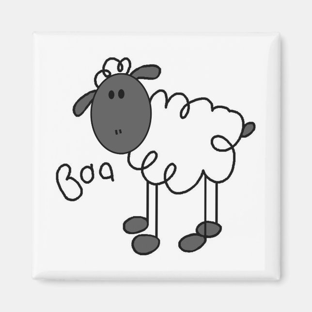 Schafe sagt Baa T - Shirt und Geschenke Magnet (Vorne)